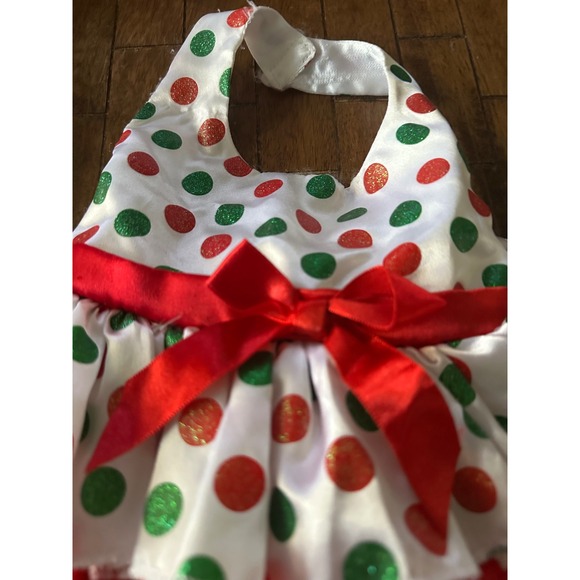 Build a Bear Workshop Red Green Polka Dot Holiday Dress Outfit Kids EUC - Picture 3 of 6